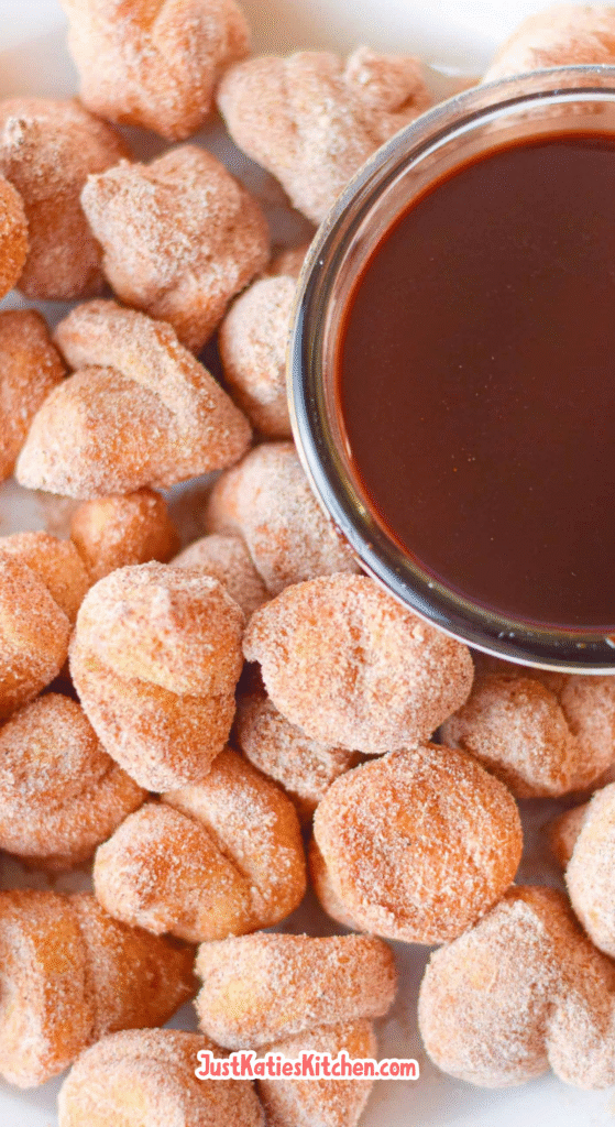 Air Fryer Cinnamon Churro Bites with Caramel Sauce