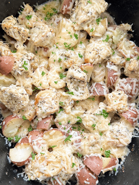 Crockpot Garlic Parmesan Chicken and Potatoes Recipe