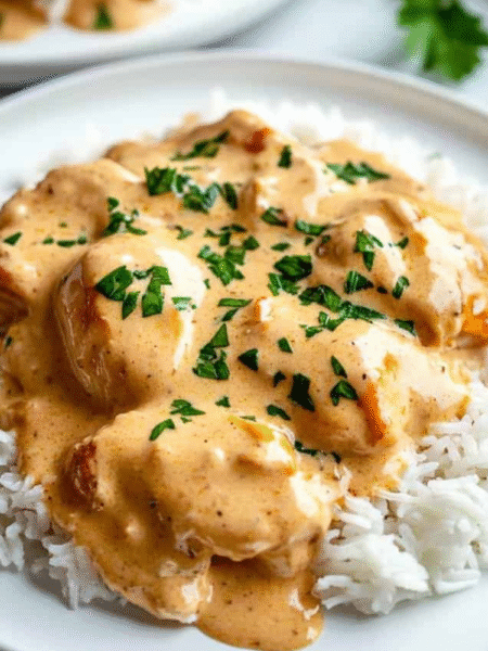 Creamy Smothered Chicken and Rice Recipe