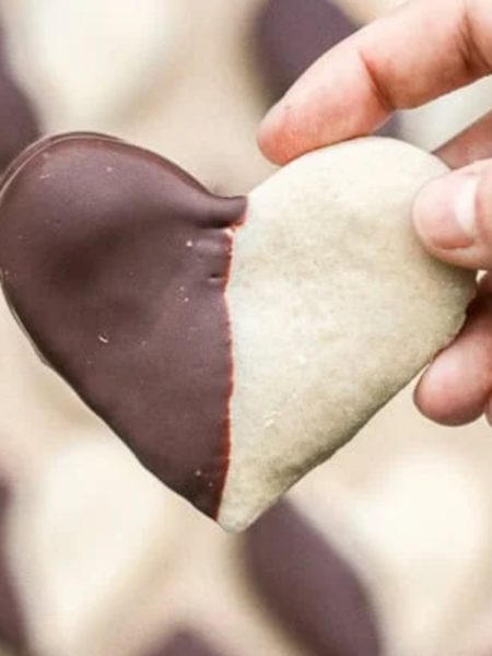 Chocolate Dipped Shortbread Hearts Recipe